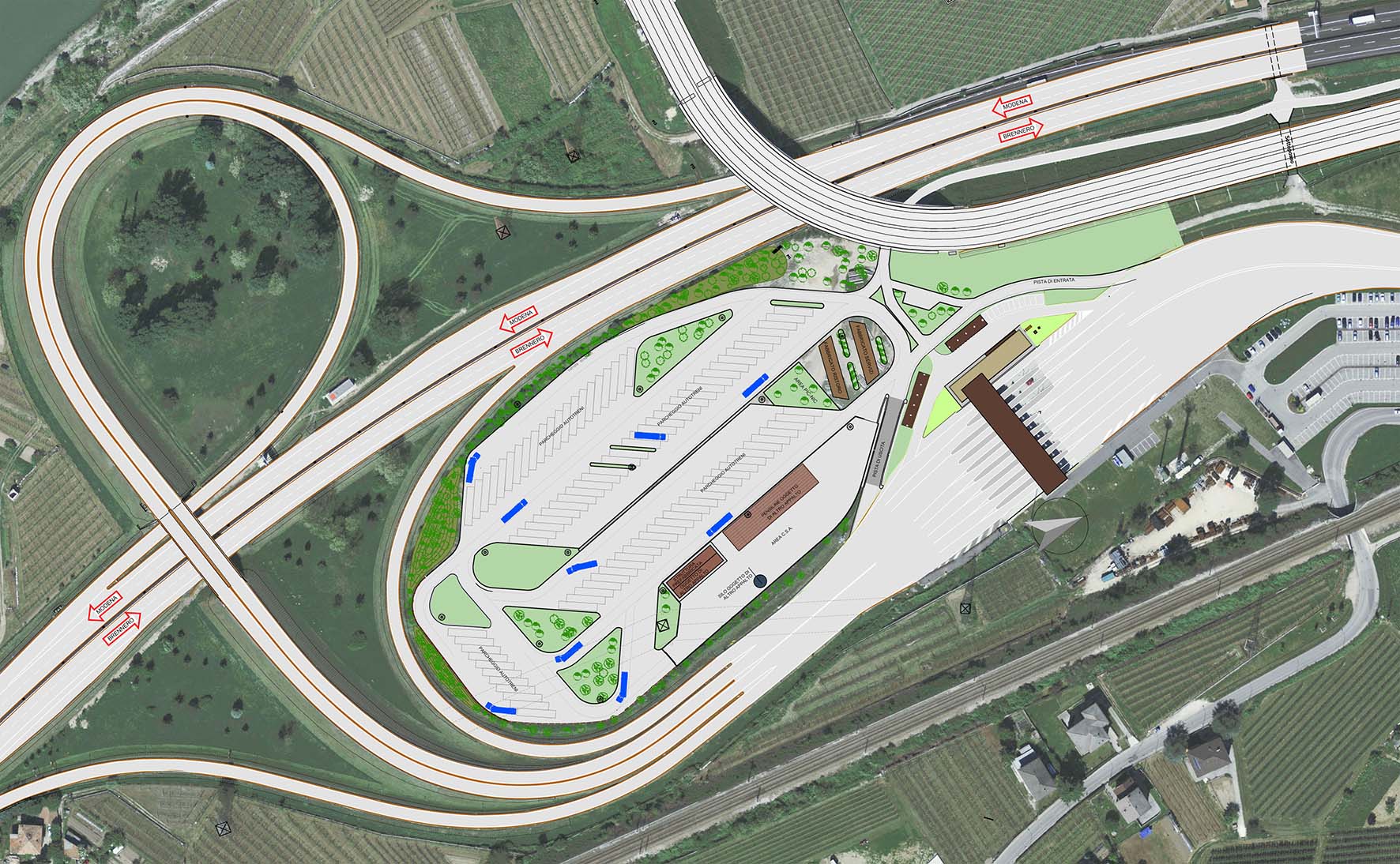 A22 autobrennero rendering Parcheggio Rovereto Sud